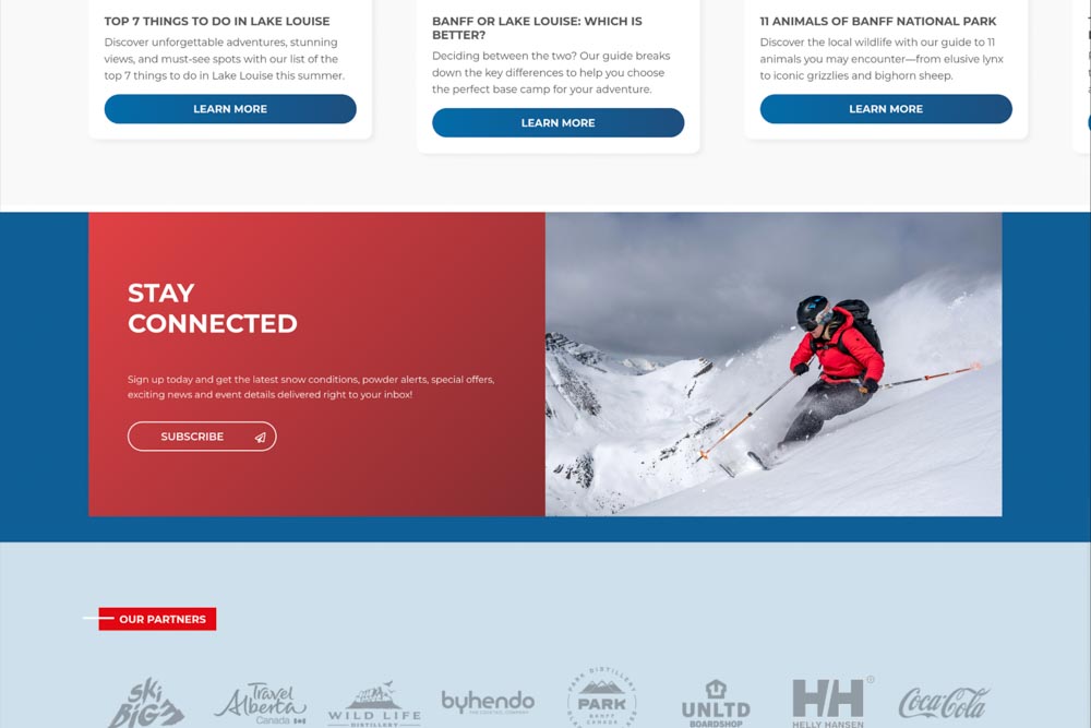 Screenshot of Lake Louise website newsletter featuring the Boundary Bowl carve image.